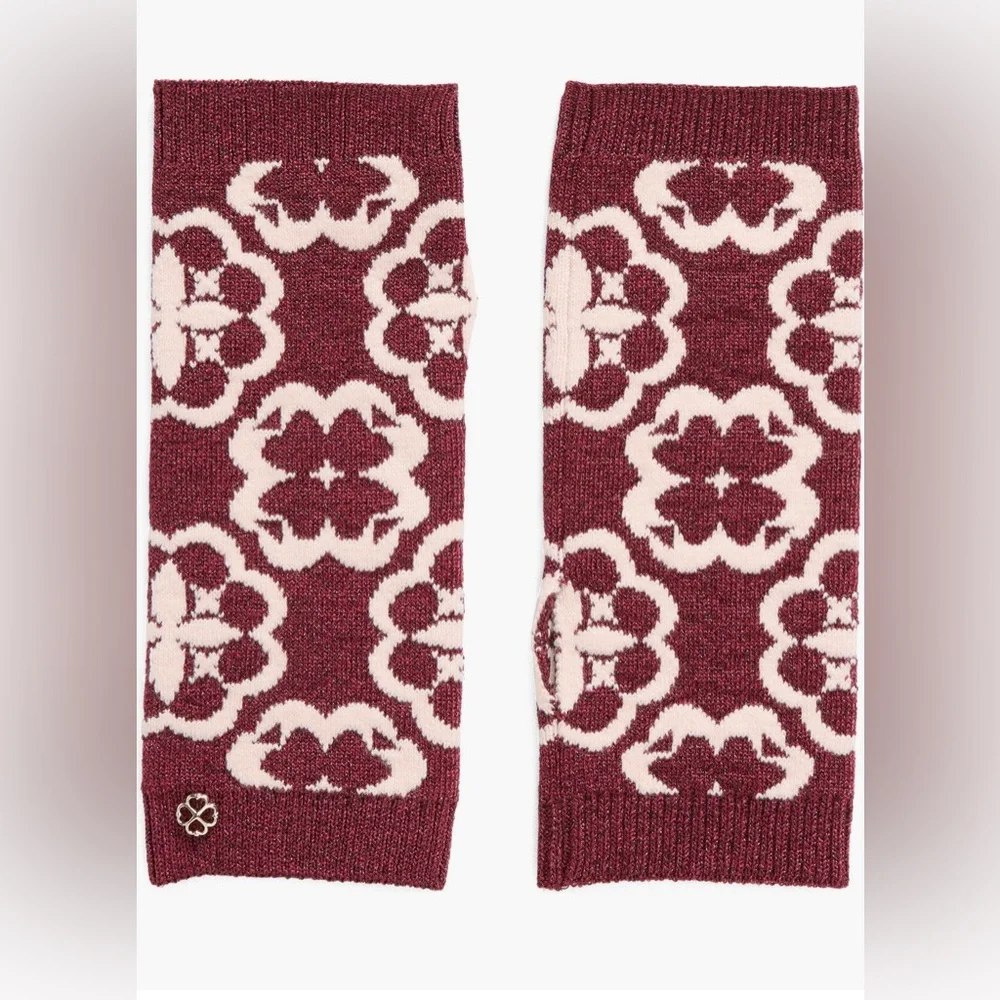 Kate Spade Arabesque Knit Arm Warmers in English Rose (Burgundy)